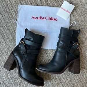 SEE BY CHLOE Black Donato Leather Boots